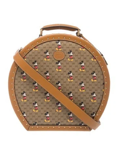 Pre-owned Gucci X Disney Micro Gg Monogram Mickey Mouse Micro Gg Savoy Hat Case In Neutral