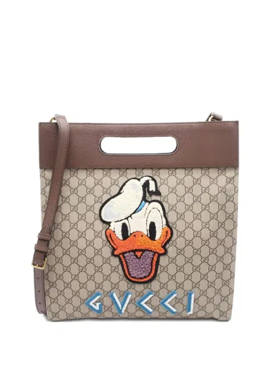 Pre-owned Gucci X Disney Neo Donald Duck Two-way Handbag In Brown