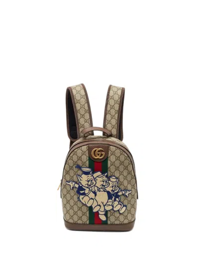 Pre-owned Gucci X Disney Ophidia Backpack In Neutrals