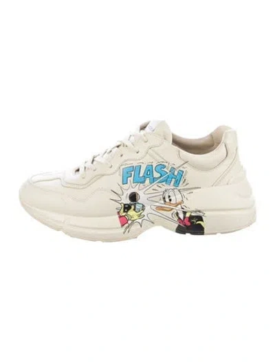 Pre-owned Gucci X Disney Rhyton "donald Duck Flash" Chunky Sneakers In Neutral