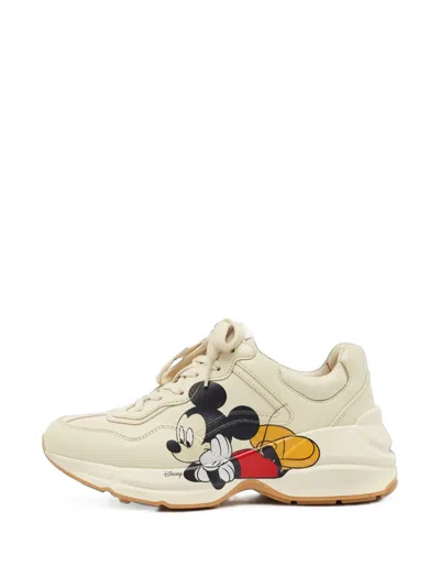 Pre-owned Gucci X Disney Rhyton Mickey Mouse Sneakers In Neutrals
