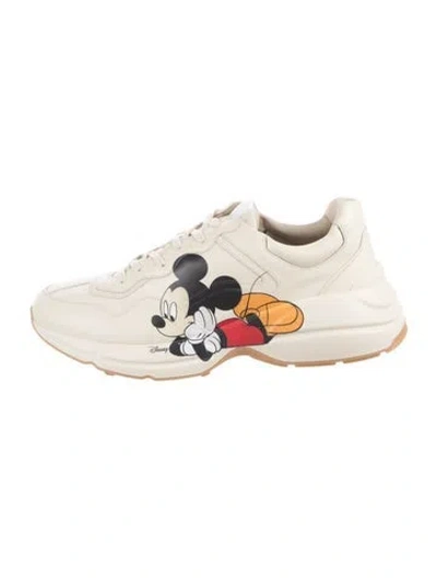 Pre-owned Gucci X Disney Rhyton Mickey Mouse Sneakers W/tags In Neutral