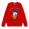 Gucci X Disney Ss21 Donald Duck Printed Cotton Sweatshirt For Men Red