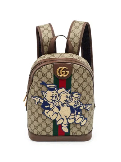 Pre-owned Gucci X Disney Three Little Pigs Ophidia Backpack In Neutrals