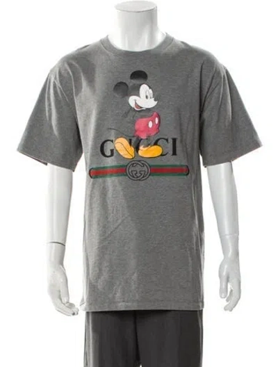Pre-owned Gucci X Disney Web Accent Crew Neck T-shirt In Gray