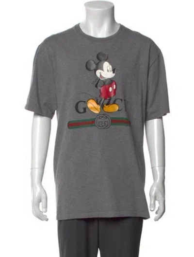 Pre-owned Gucci X Disney Web Accent Crew Neck T-shirt In Gray