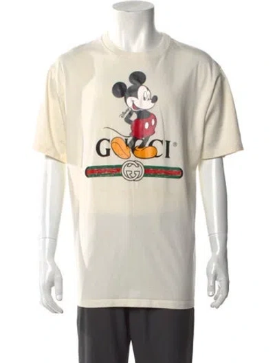Pre-owned Gucci X Disney Web Accent Crew Neck T-shirt In Neutral