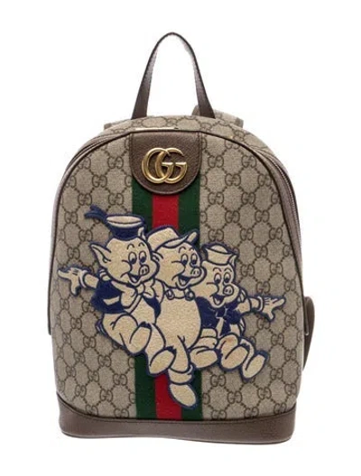 Pre-owned Gucci X Disney Web Gg Supreme Three Little Pigs In White