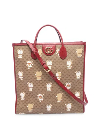 Pre-owned Gucci X Doraemon 2010s Gg Supreme Tote Bag In Brown