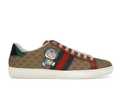 Pre-owned Gucci X Doraemon Ace Monogram (women's) Sneakers In Beige/ebony/green