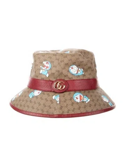 Pre-owned Gucci X Doraemon Candy Gg Bucket Hat In Brown