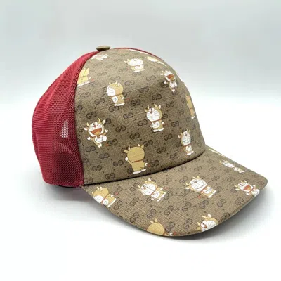 Gucci X Doraemon Men's Limited Edition Brown/burgundy Baseball Hat In Gray
