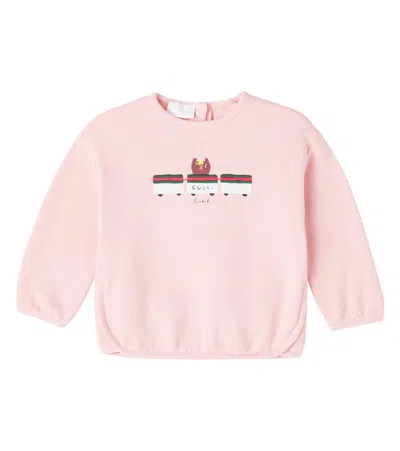 Gucci X Euan Roberts Baby Cotton Fleece Sweatshirt In Pink