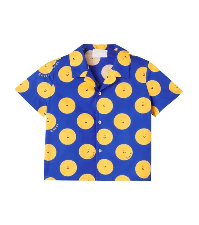 Gucci X Euan Roberts Baby Cotton Shirt In Blue