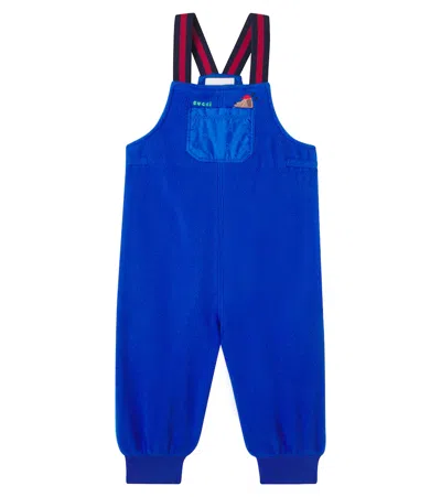 Gucci Kids' X Euan Roberts Baby Embroidered Fleece Overalls In Blue
