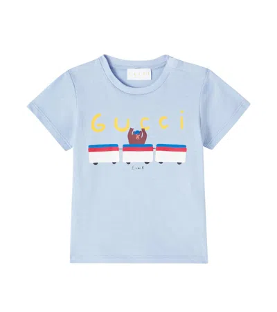 Gucci X Euan Roberts Baby Printed Cotton Jersey T-shirt In Blue