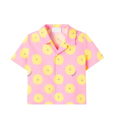 Gucci X Euan Roberts Baby Printed Cotton Shirt In Pink