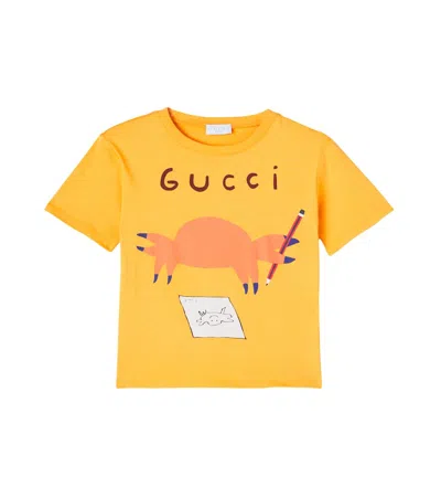Gucci Kids' Printed Cotton T-shirt In Orange ModeSens