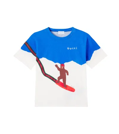 Gucci Kids' X Euan Roberts Cotton Jersey T-shirt In Multi