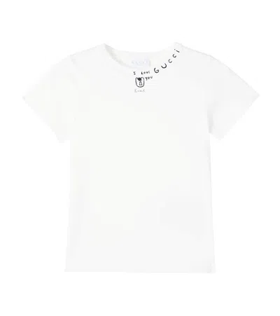 Gucci Kids' X Euan Roberts Printed Cotton Jersey T-shirt In White