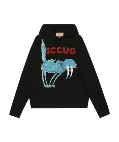 Gucci X Freya Hartas Iccug-print Hoodie In Black