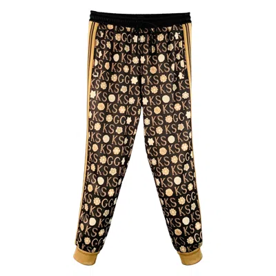 Pre-owned Gucci X George Kenneth Scott Size S Black Beige Monogram Joggers Casual Pants