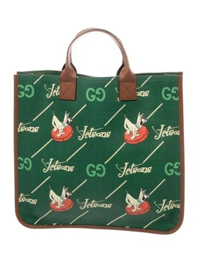Pre-owned Gucci Kids' X Jetsons Coated Canvas Tote In Green