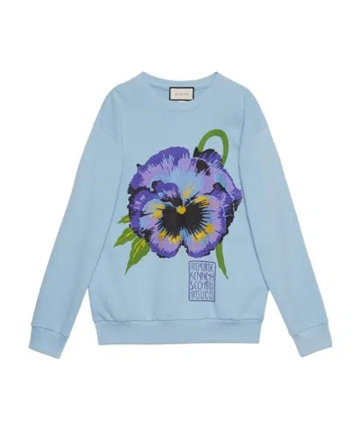 Gucci X Ken Scott Floral-print Sweatshirt In Blue