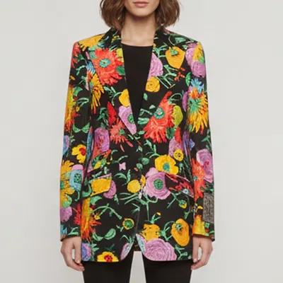 Pre-owned Gucci X Ken Scott Multicolor Floral Print Velvet Jenni Blazer L