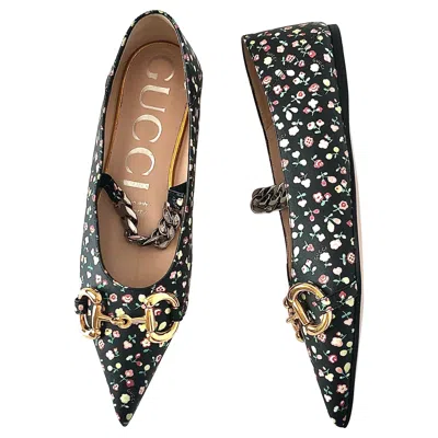 Pre-owned Gucci X Liberty Floral Horsebit Maryjane Pointed Toe Ballet Flats 36.5 In Black