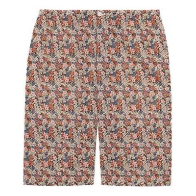 Gucci X Liberty London Floral Cotton Shorts 'red Pink Green' In Multi