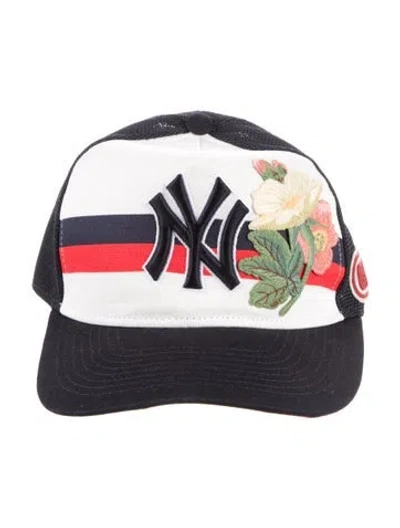 Pre-owned Gucci X Mlb Black White Monogram Ny Baseball Hat In Multi
