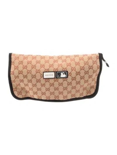 Pre-owned Gucci X Mlb Canvas Clutch In Neutrals