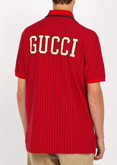 Pre-owned Gucci X Mlb Detroit Tigers Baseball Stripe Polo In Red