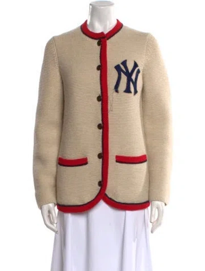 Pre-owned Gucci X Mlb Wool Graphic Print Sweater In Neutral