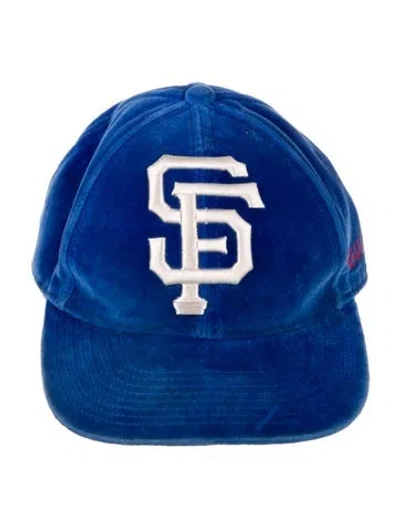 Pre-owned Gucci X Mlbvelour Logo Cap In Blue