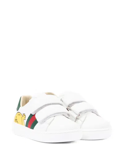 Gucci Kids' X Mr. Men Little Miss Ace Leather Sneakers In White