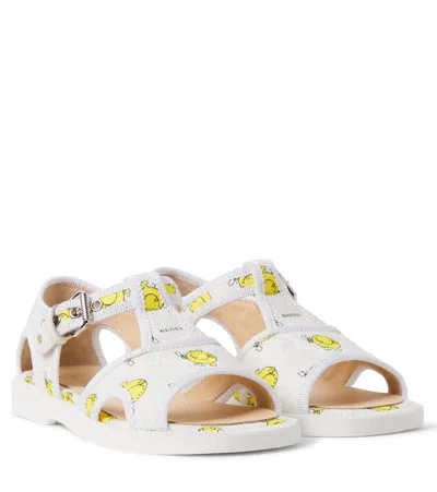 Gucci X Mr. Men Little Miss Gg Canvas Sandals In White