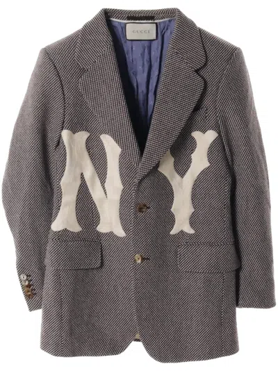 Pre-owned Gucci X New York Yankees 2010s Tweed Blazer In Brown