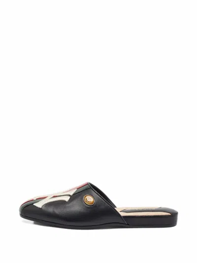 Pre-owned Gucci X Ny Yankees Web Mules In Black