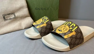 Pre-owned Gucci X Pablo Delcielo Funny Cat Sandals/slides Men's Size 7 (us 7.5) Authentic In Beige