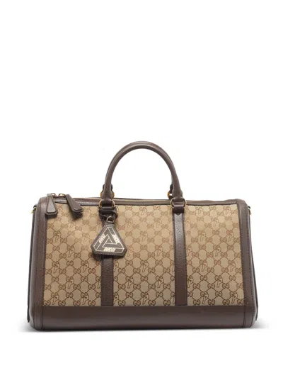 Pre-owned Gucci X Palace 2022 Gg-pattern Handbag In Neutral