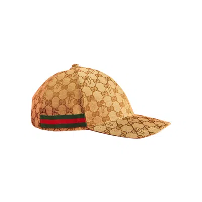Pre-owned Gucci X Palace Gg-p Canvas Baseball Hat 'beige' In Tan