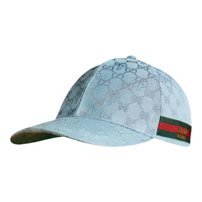Pre-owned Gucci X Palace Gg-p Canvas Baseball Hat 'pale Blue'