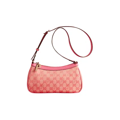 Pre-owned Gucci X Palace Gg-p Canvas Half-moon Mini Bag 'pale Pink'
