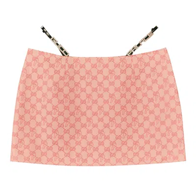 Pre-owned Gucci X Palace Gg-p Canvas Mini Skirt With Lace And Crystal Details 'pale Pink' | Women's Size 42