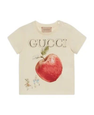 Gucci X Peter Rabbit Apple-print T-shirt In Nude