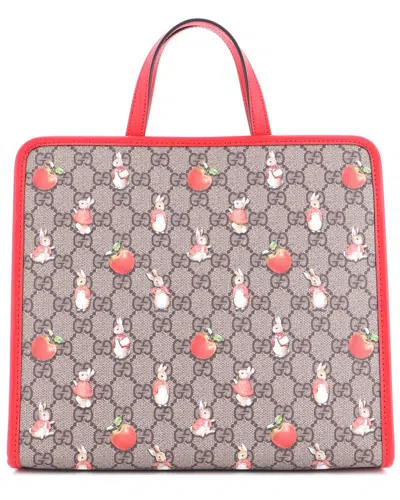 Gucci X Peter Rabbit Kid's Tote Printed Gg Coated Canvas (authentic Pre-loved) In Multi