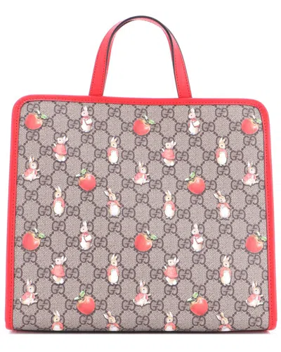 Gucci X Peter Rabbit Kid's Tote Printed Gg Coated Canvas (authentic Pre-loved) In Multi