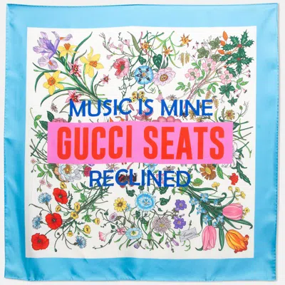Pre-owned Gucci X Sony Music Multicolor Floral Print Silk Square Scarf